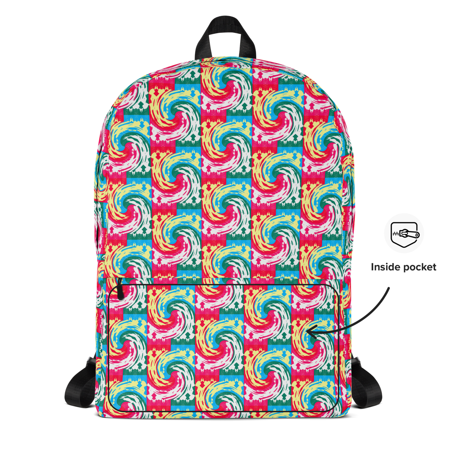 Backpack w/ Front Pocket (Pink Waves)