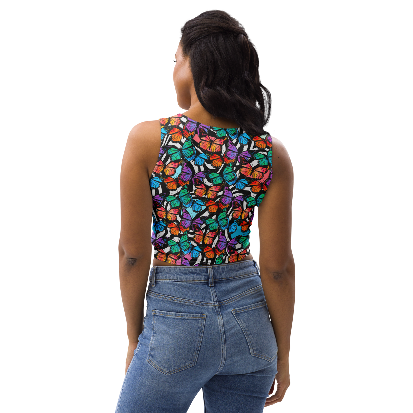 Crop Top (Butterflies - Black & White)