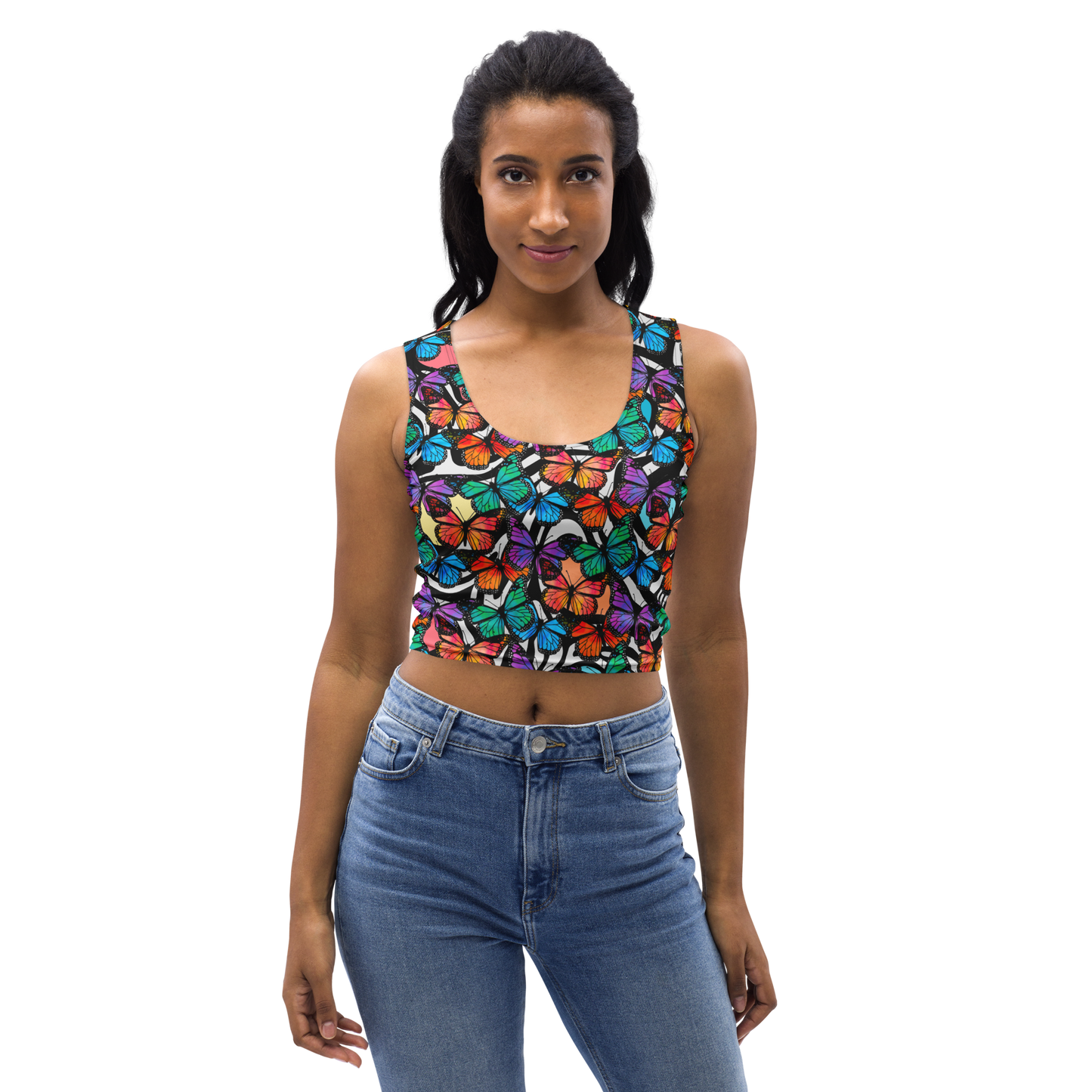 Crop Top (Butterflies - Black & White)