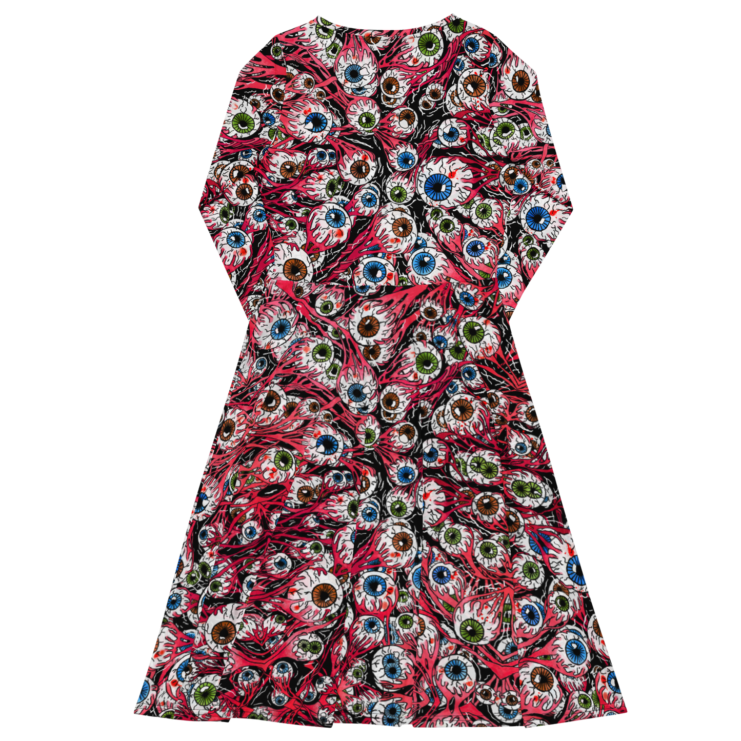 Long sleeve midi dress (Eyeballs|Black)