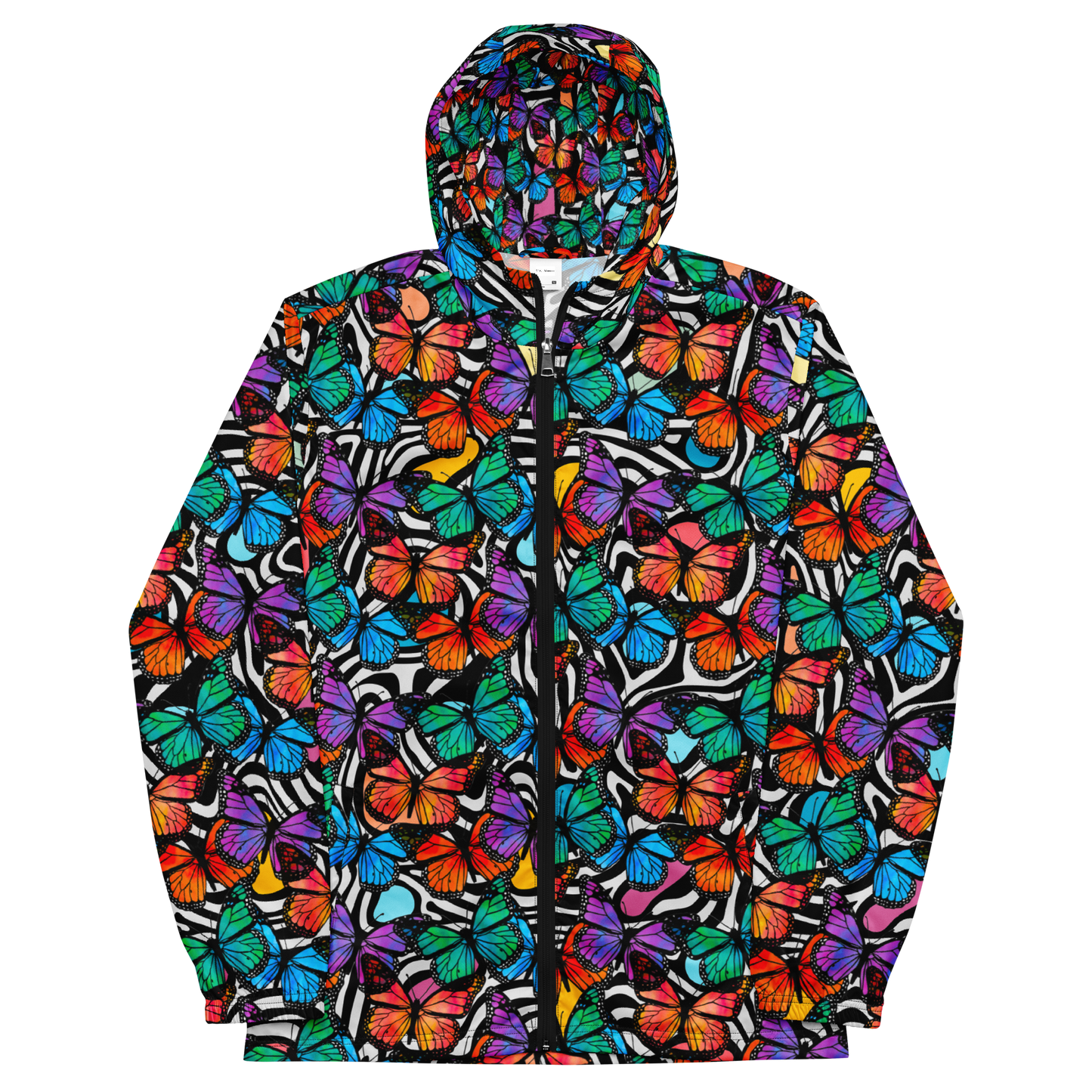 Unisex windbreaker (Butterflies - Black & White)