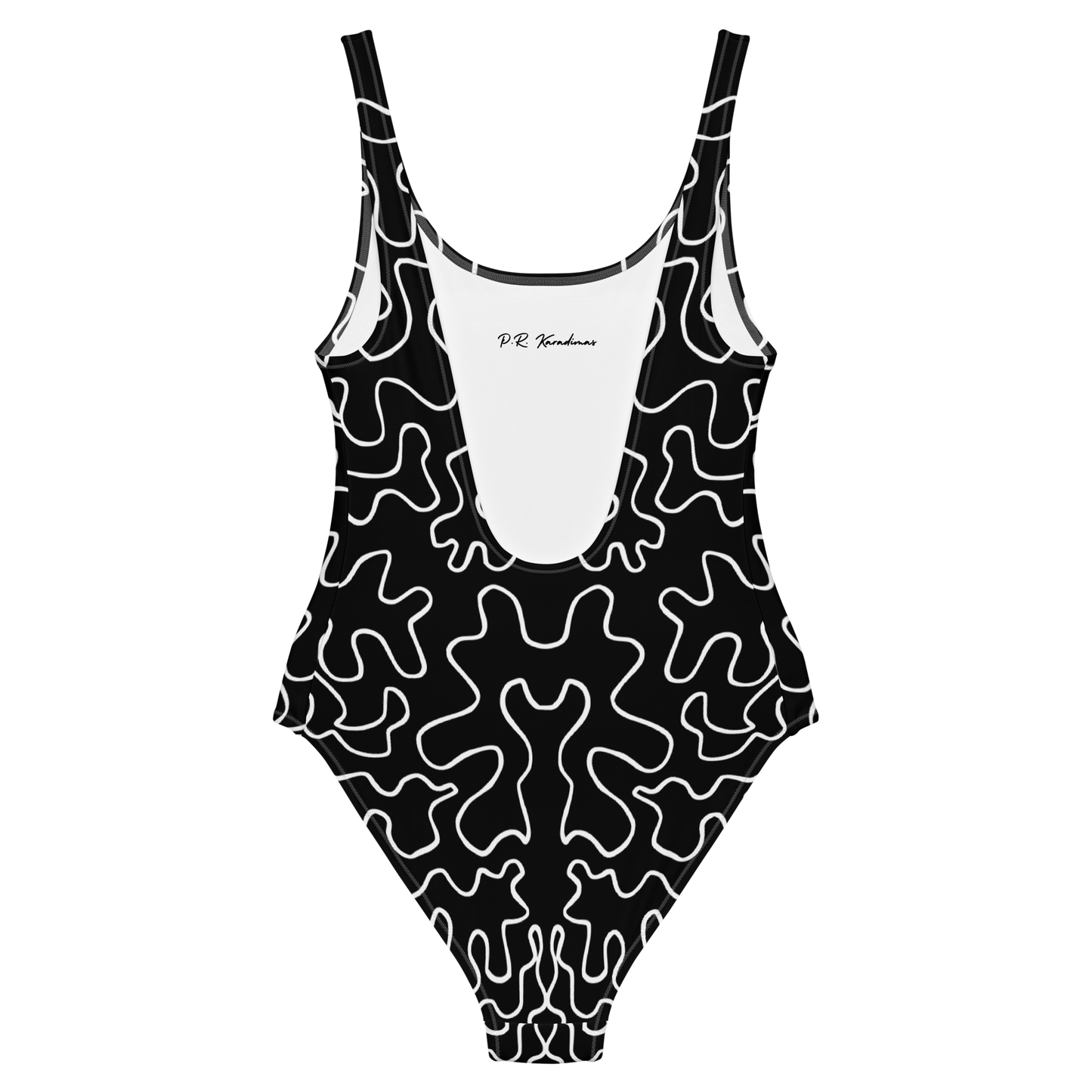 One-Piece Swimsuit (Black & White Squiggle)