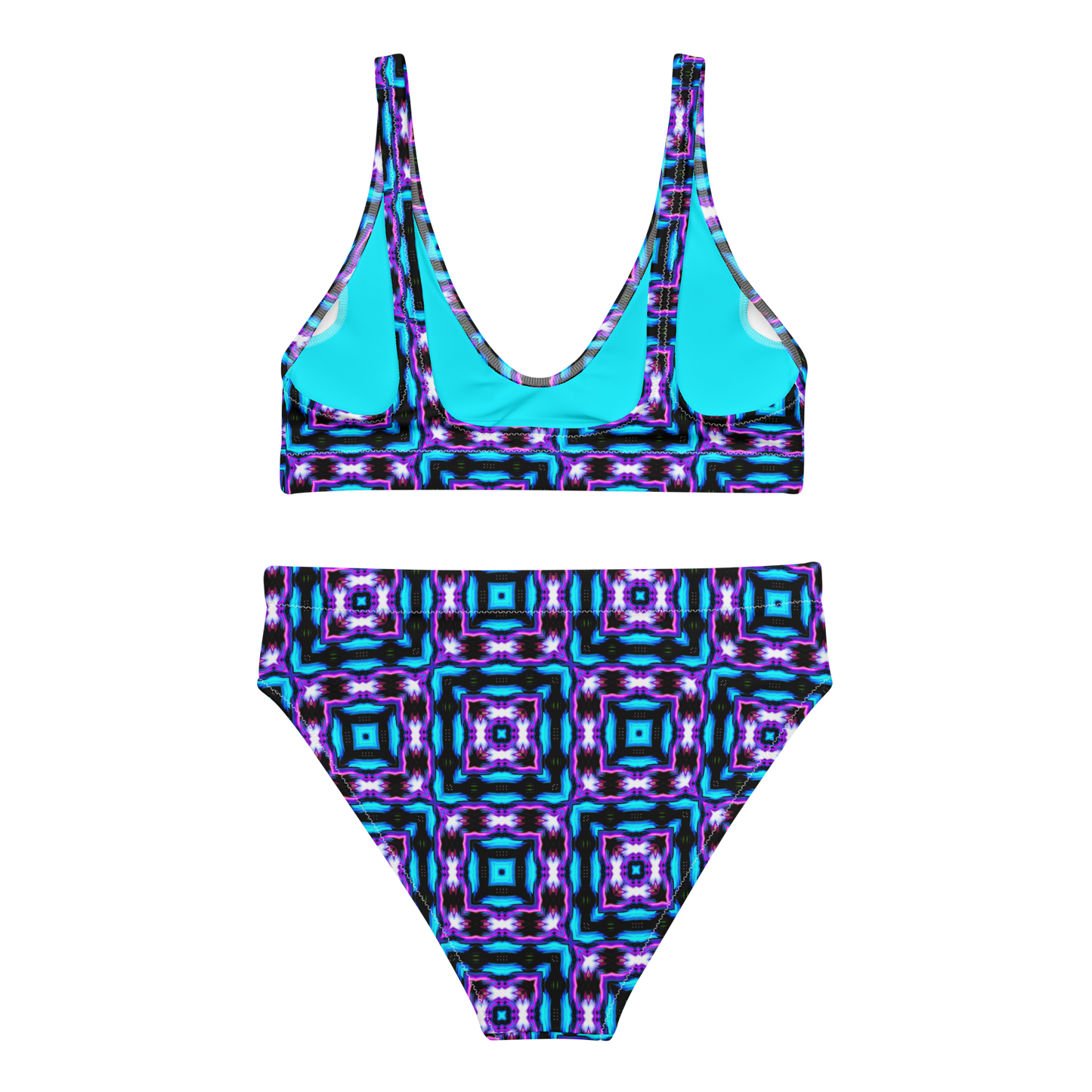 High-waisted bikini (Neon Purple & Blue)