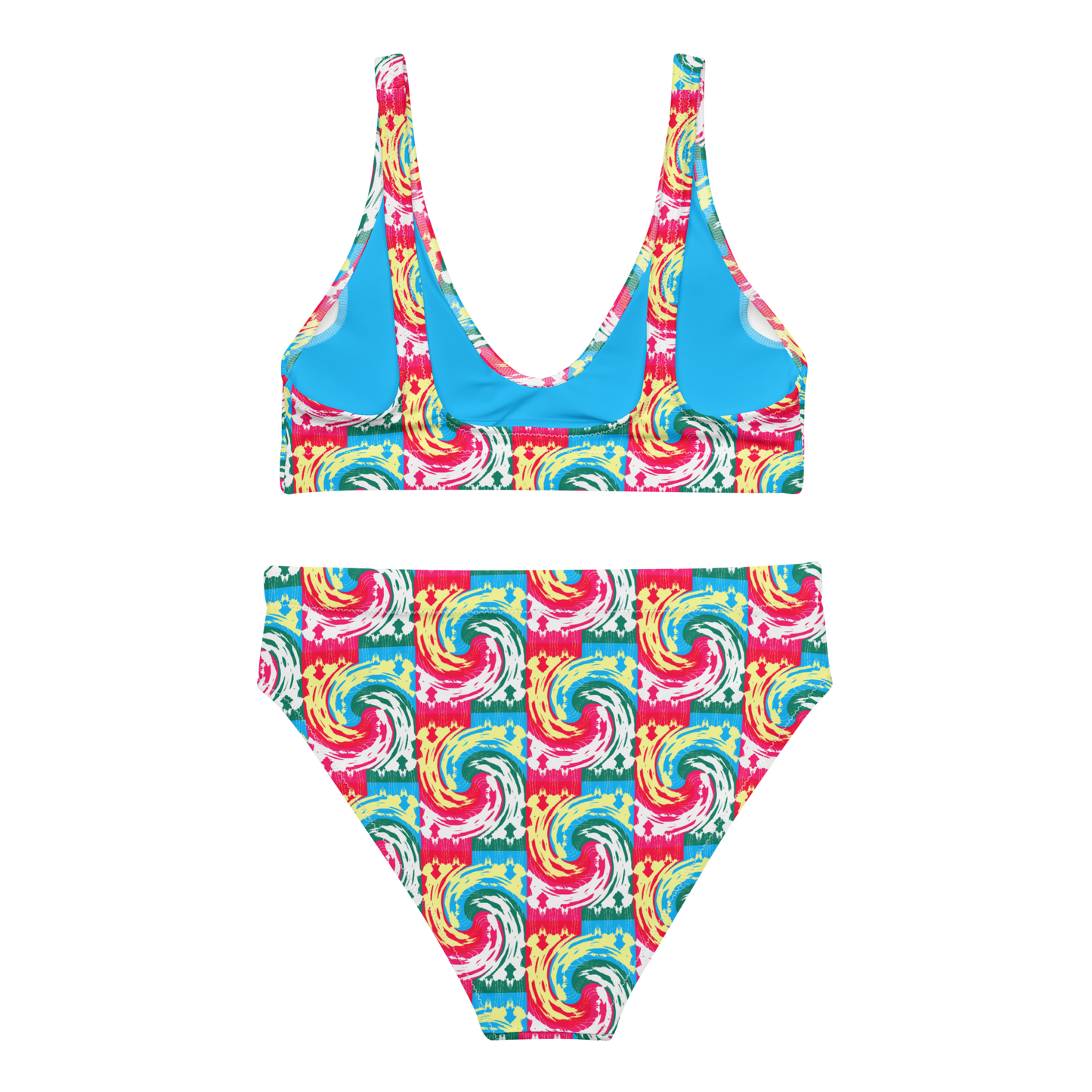 High-waisted bikini (Pink Waves)