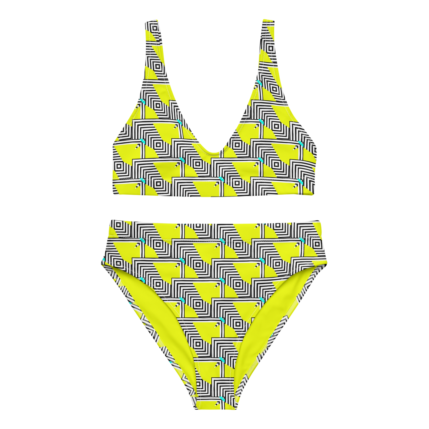 High-waisted bikini (Retro Yellow)