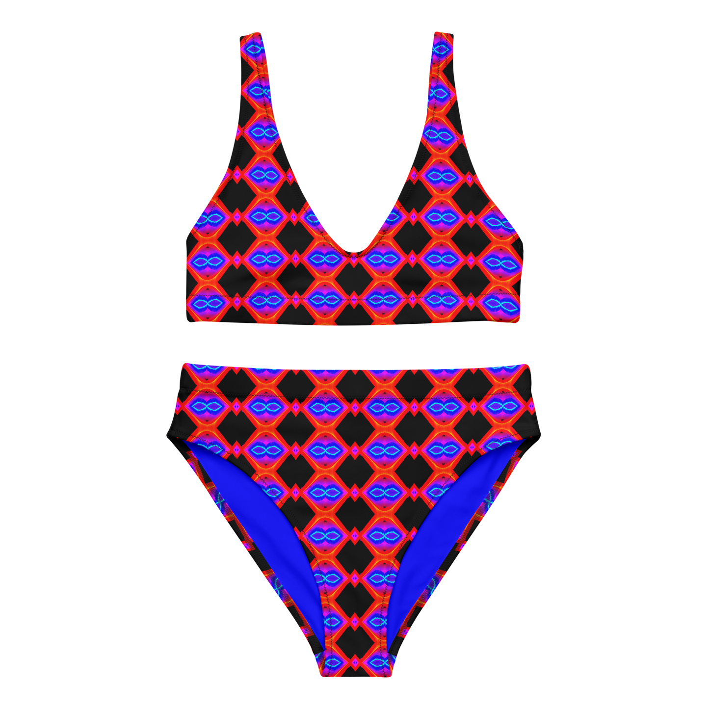 High-waisted bikini (Neon Honeycomb)