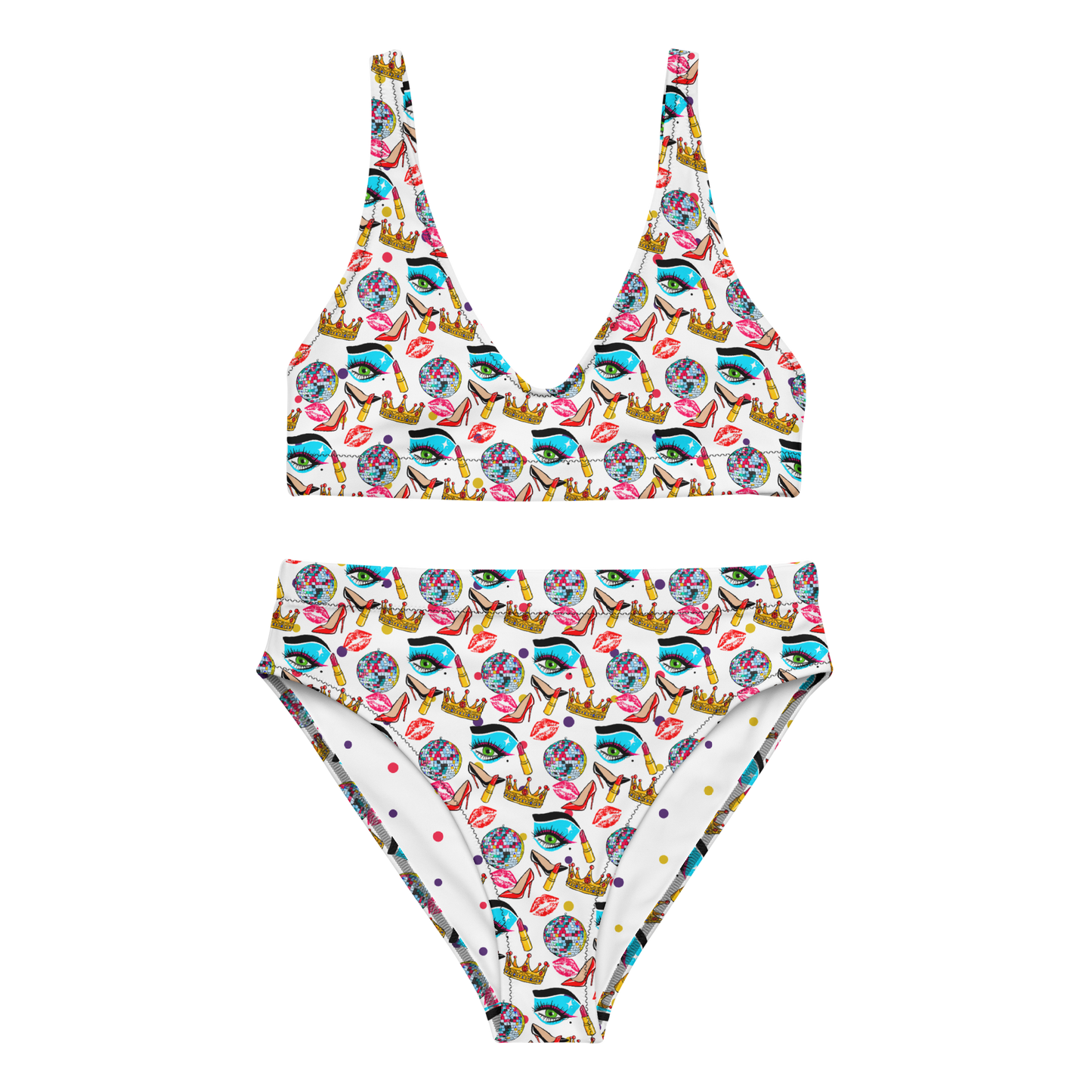 High-waisted bikini (Drag|Polka Dots)