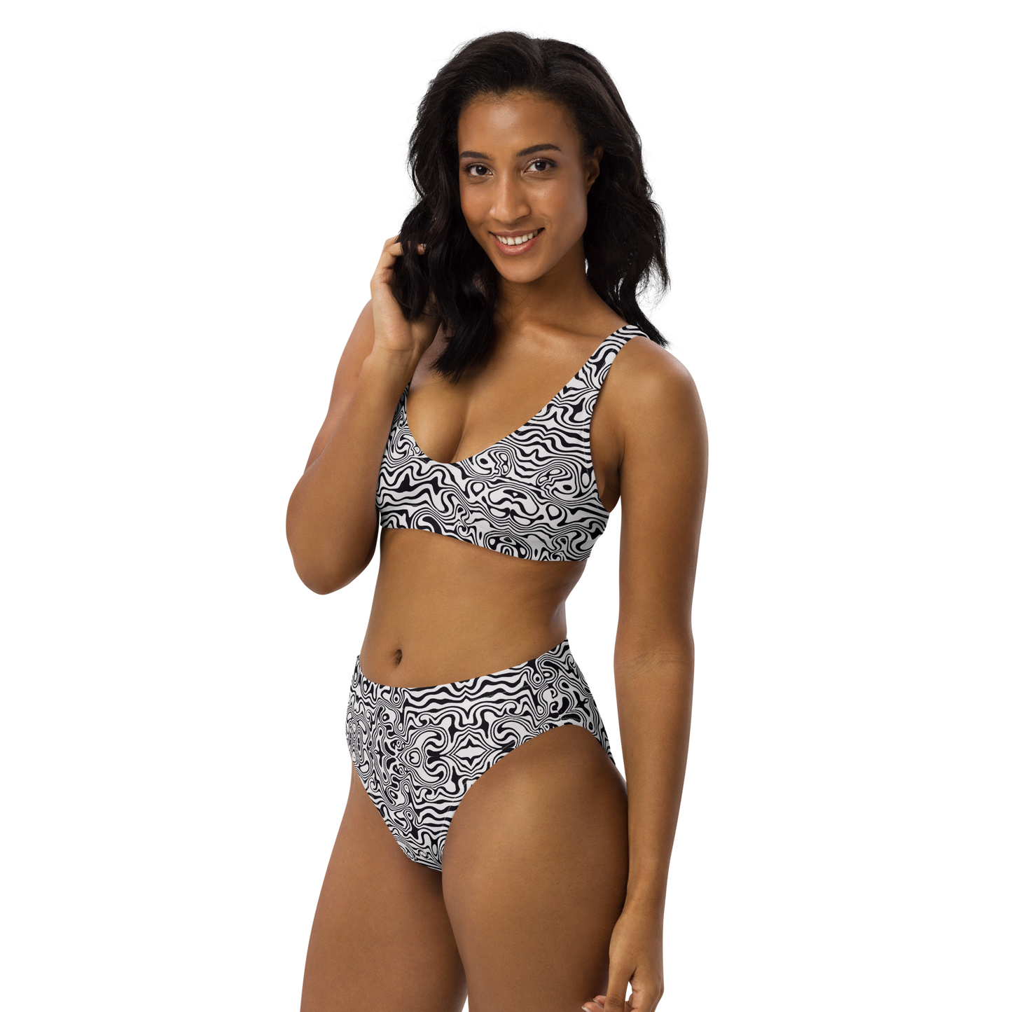 High-waisted bikini (Noir Noodle)