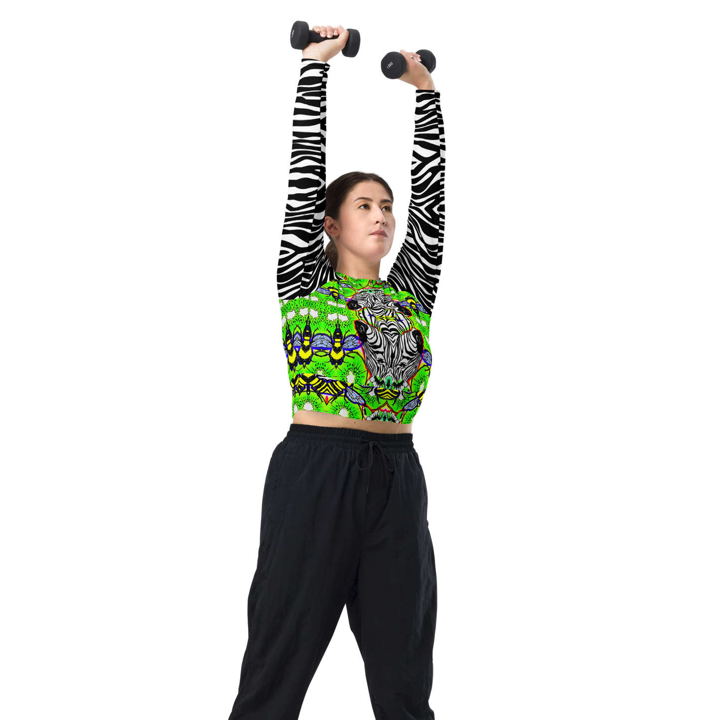 Long-sleeve crop top (Zebra)