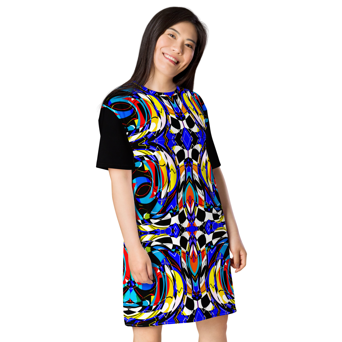 T-shirt dress (Blue Swirls)