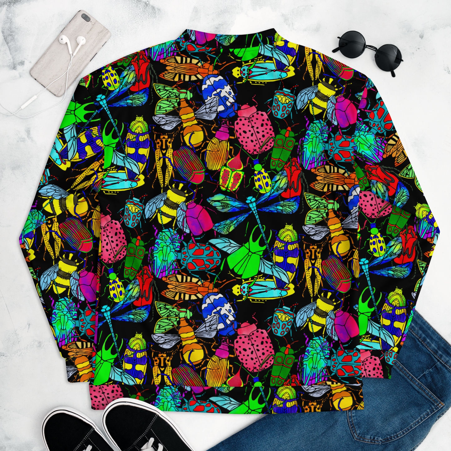 Unisex Bomber Jacket (Bugs|Black)