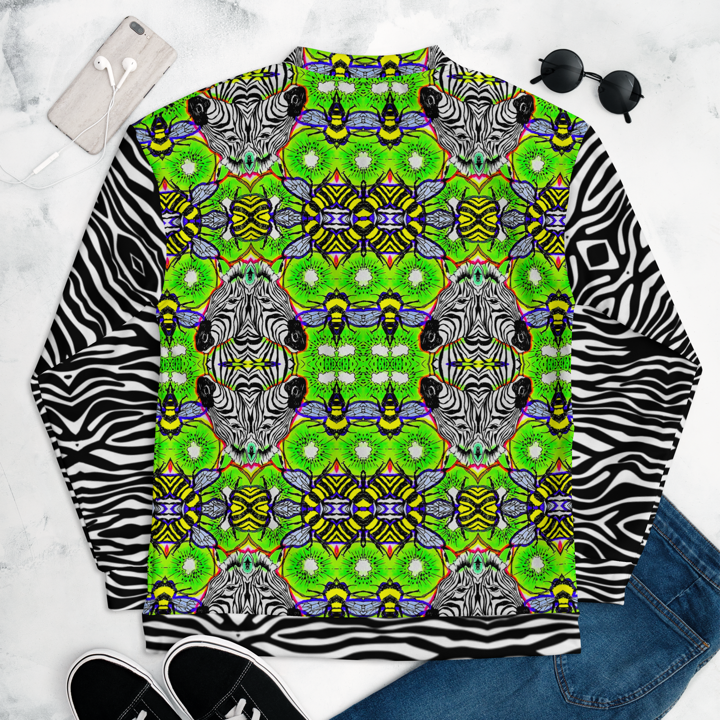 Unisex Bomber Jacket (Zebra)