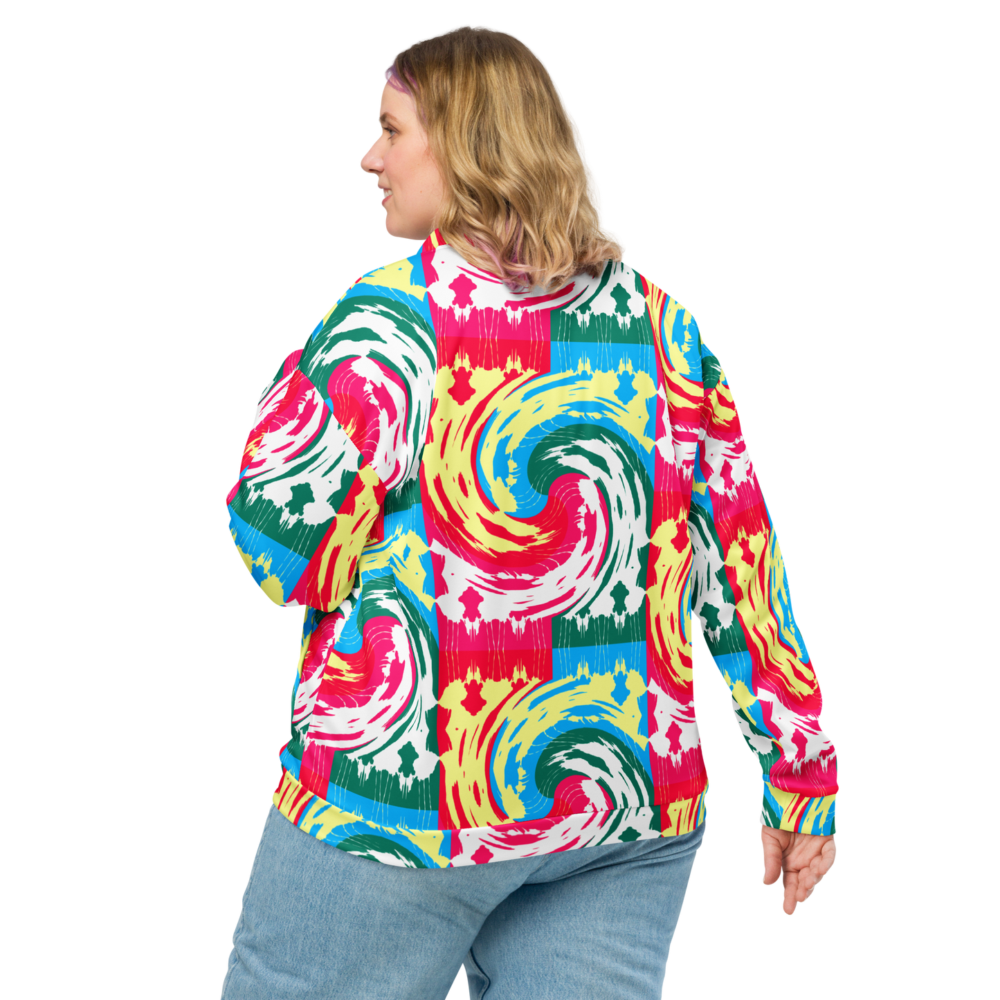 Unisex Bomber Jacket (Pink Waves)