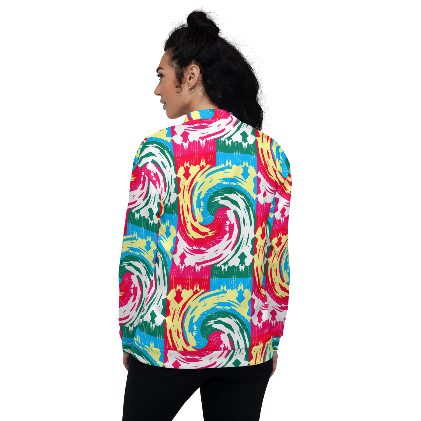 Unisex Bomber Jacket (Pink Waves)