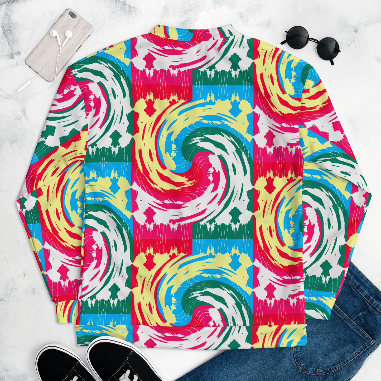 Unisex Bomber Jacket (Pink Waves)