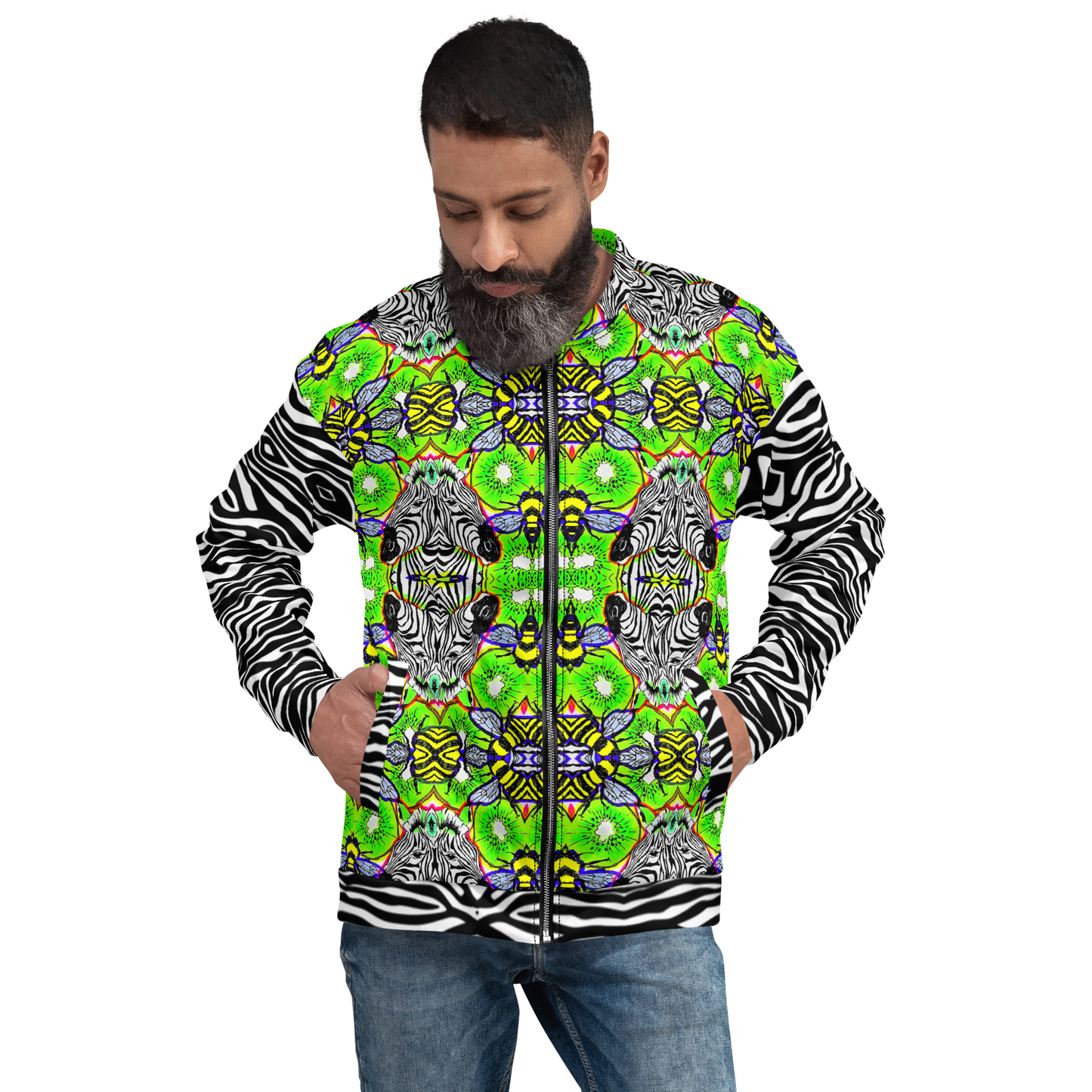 Unisex Bomber Jacket (Zebra)