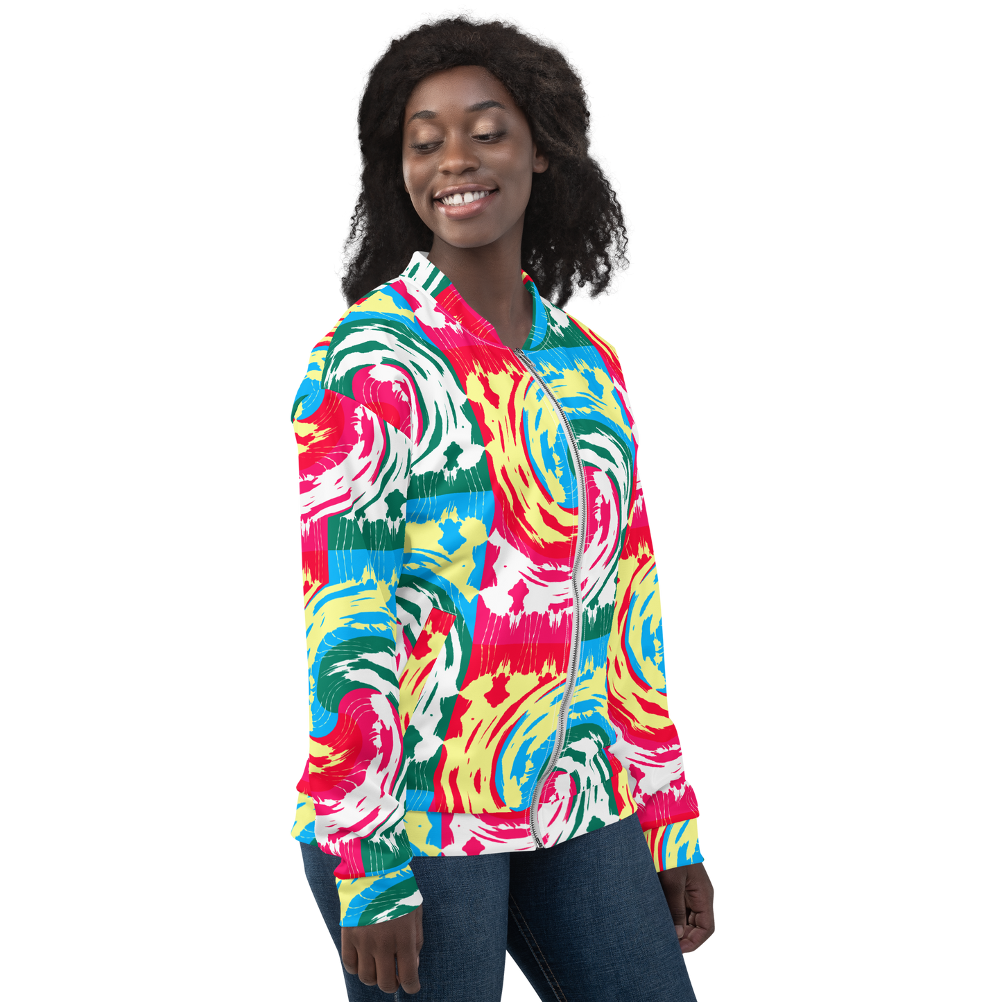 Unisex Bomber Jacket (Pink Waves)
