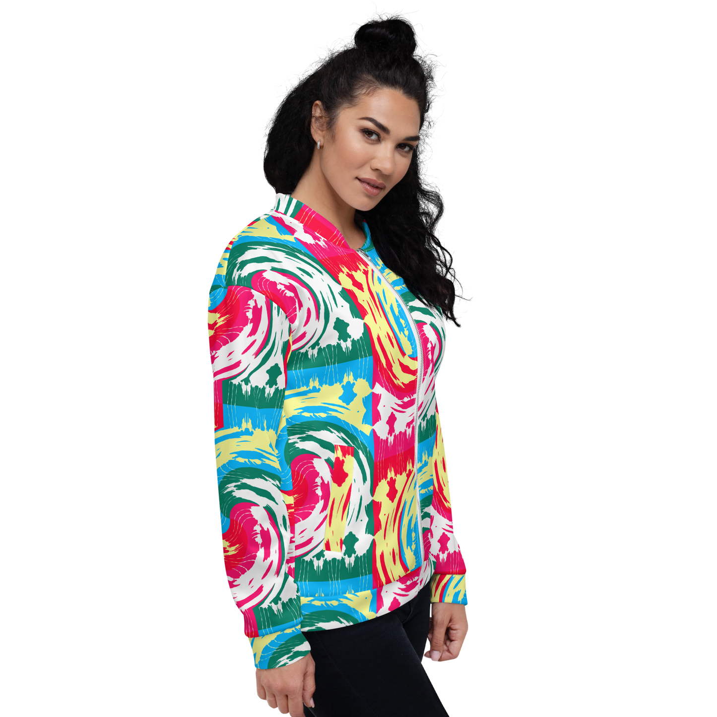 Unisex Bomber Jacket (Pink Waves)