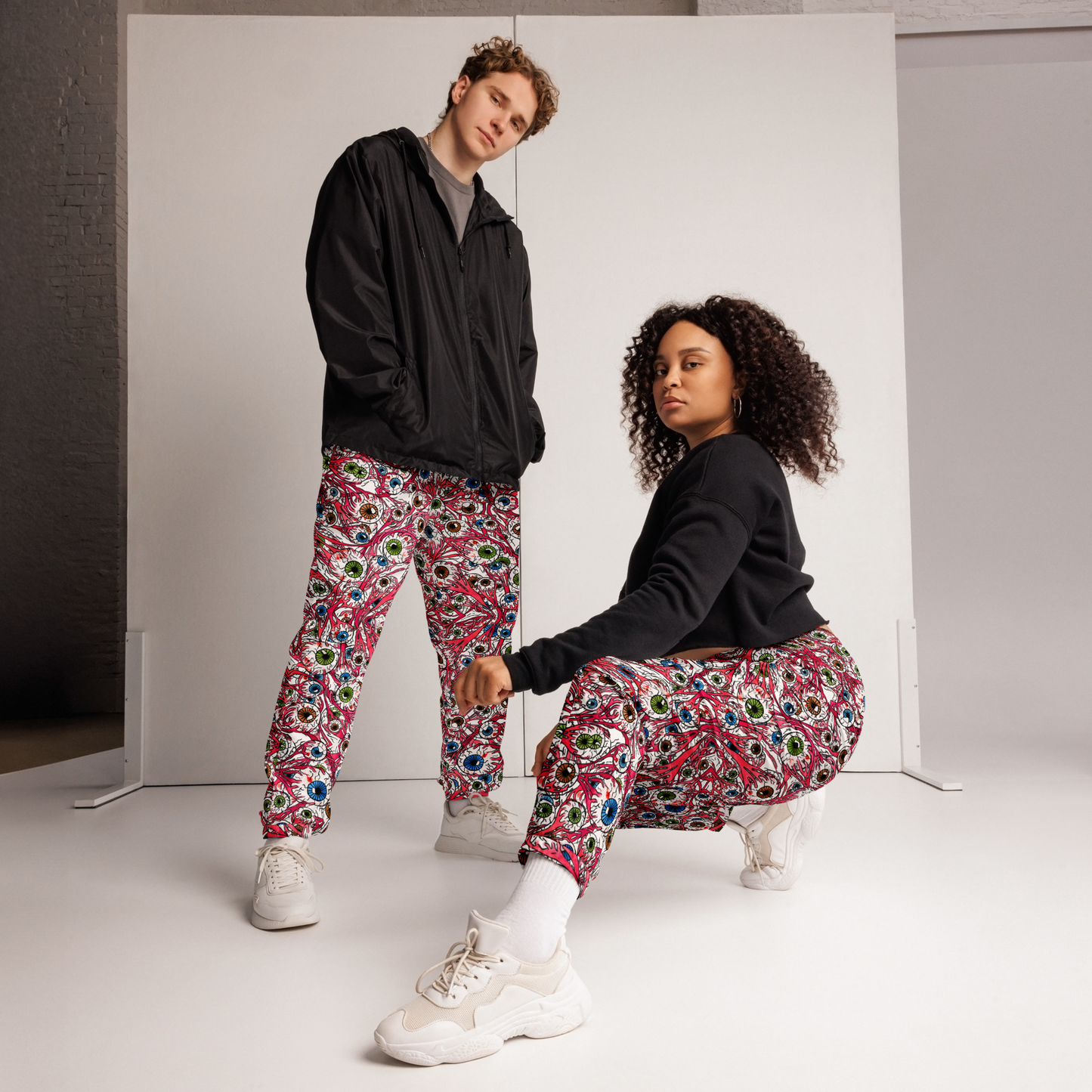 Unisex track pants (Eyeballs|White)