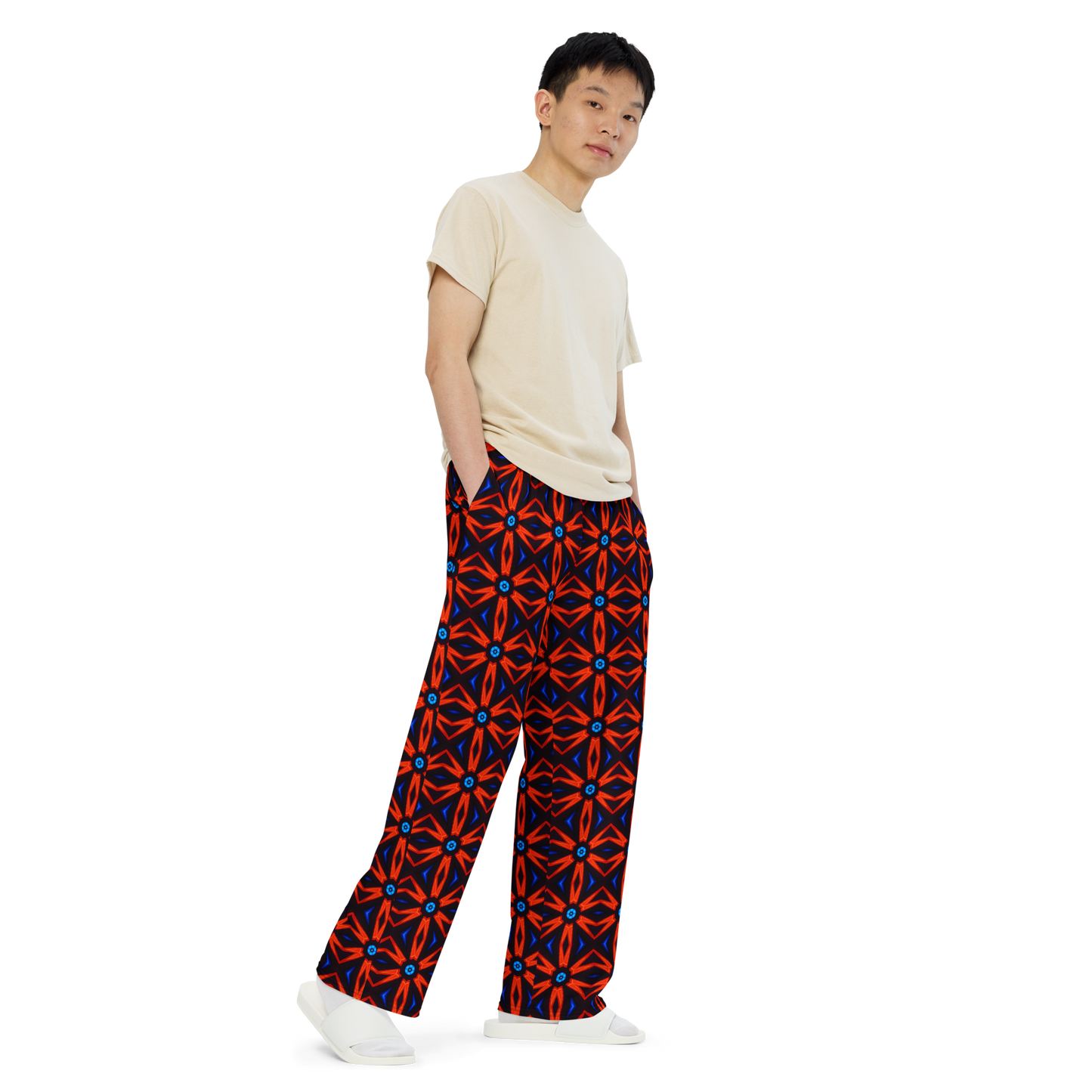 Unisex wide-leg pants (Red Star)