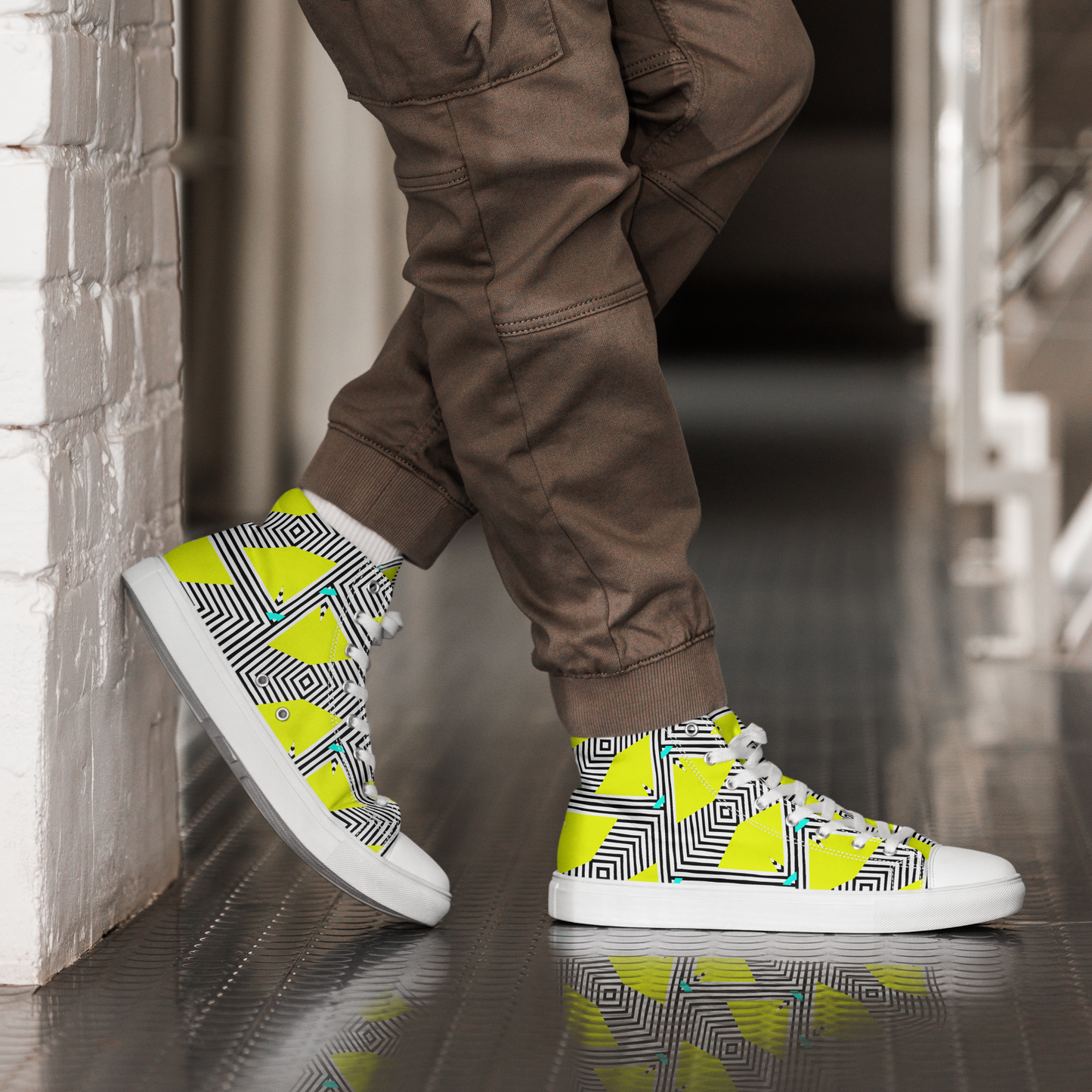 Men’s high top canvas shoes (Retro Yellow)