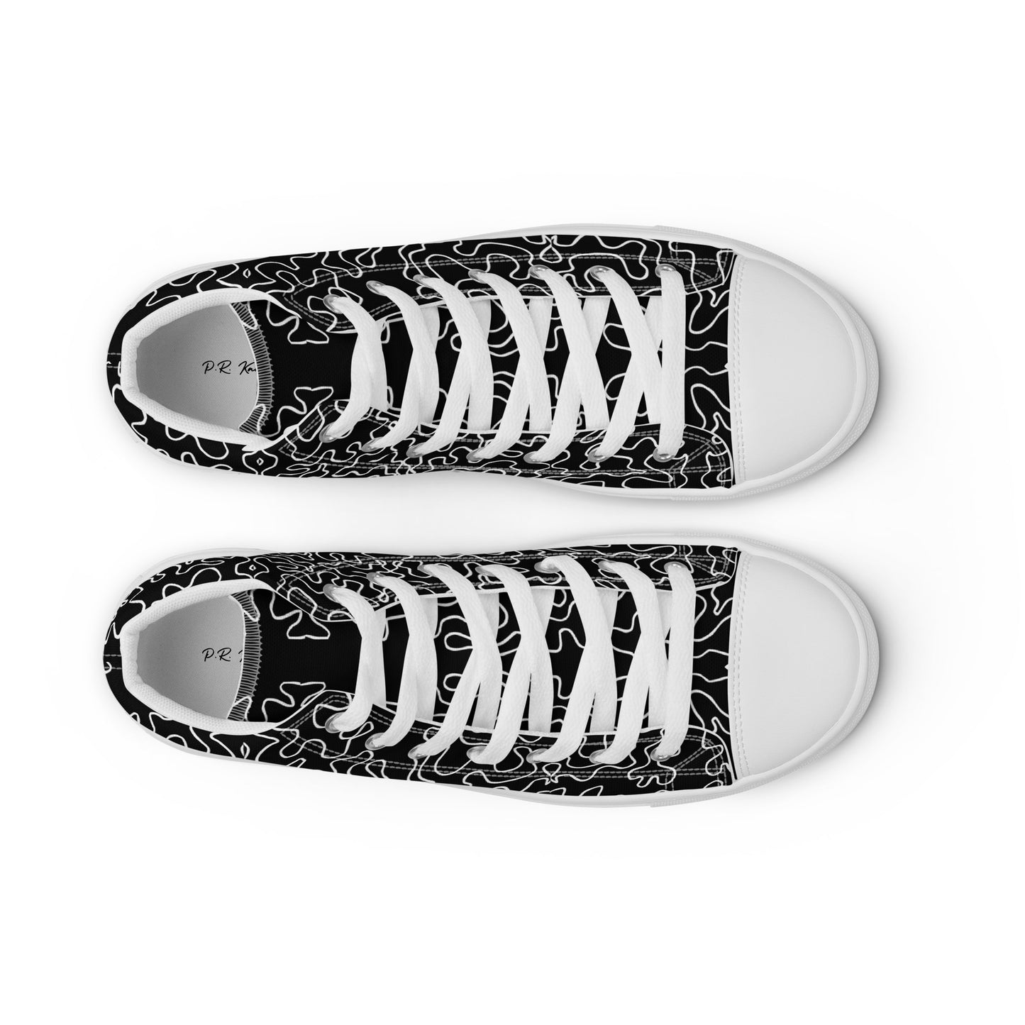 Women’s high top canvas shoes (Black & White Squiggle)