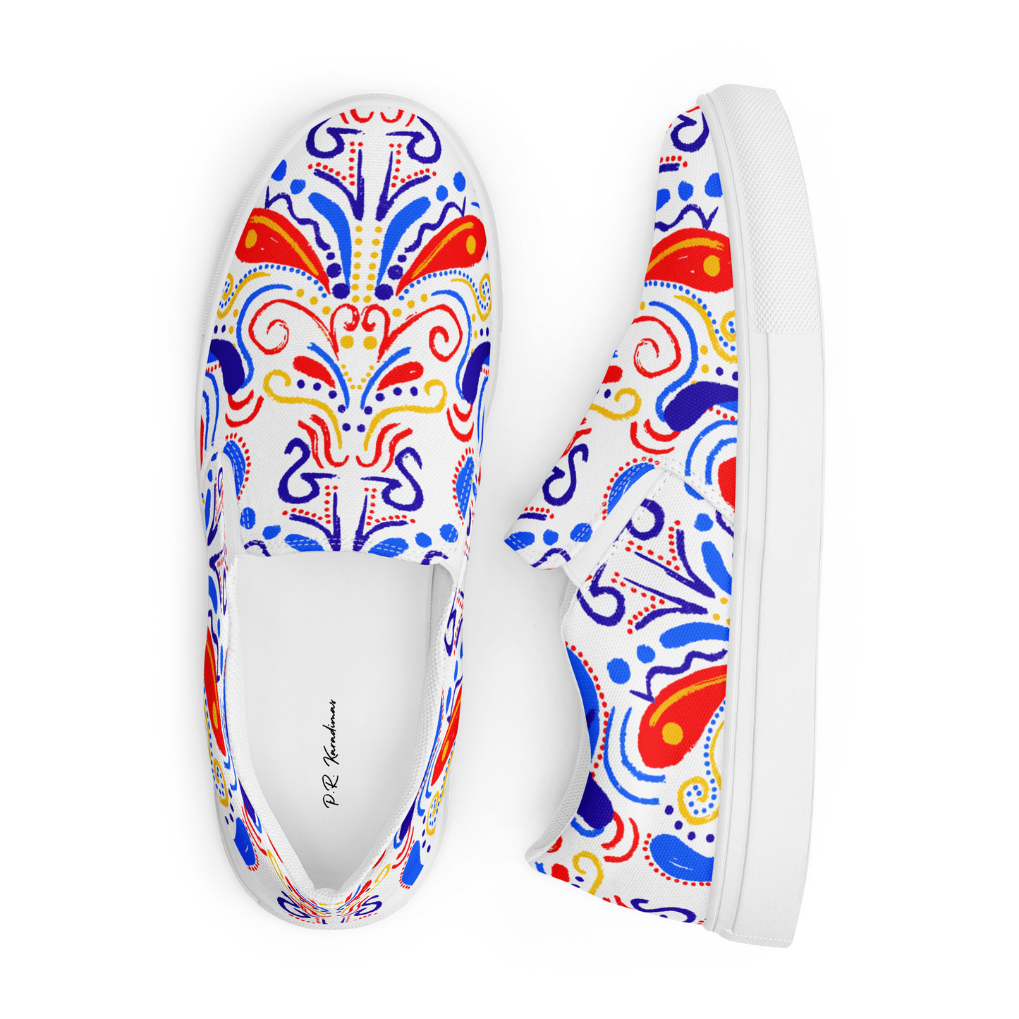 Women’s slip-on canvas shoes (Talavera-inspired|White)