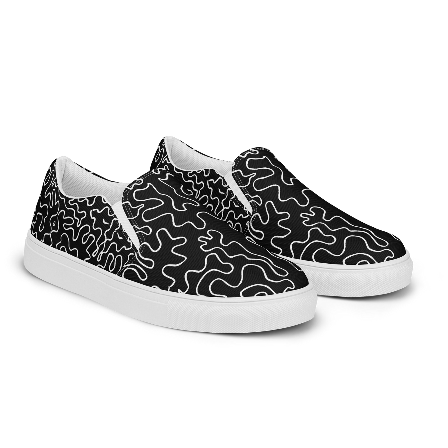 Women’s slip-on canvas shoes (Black & White Squiggle)