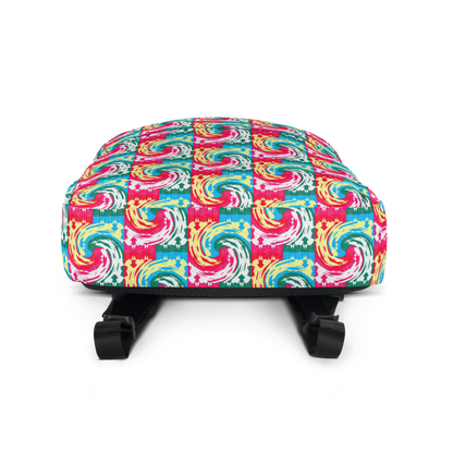 Backpack w/ Front Pocket (Pink Waves)