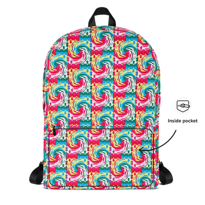 Backpack w/ Front Pocket (Pink Waves)