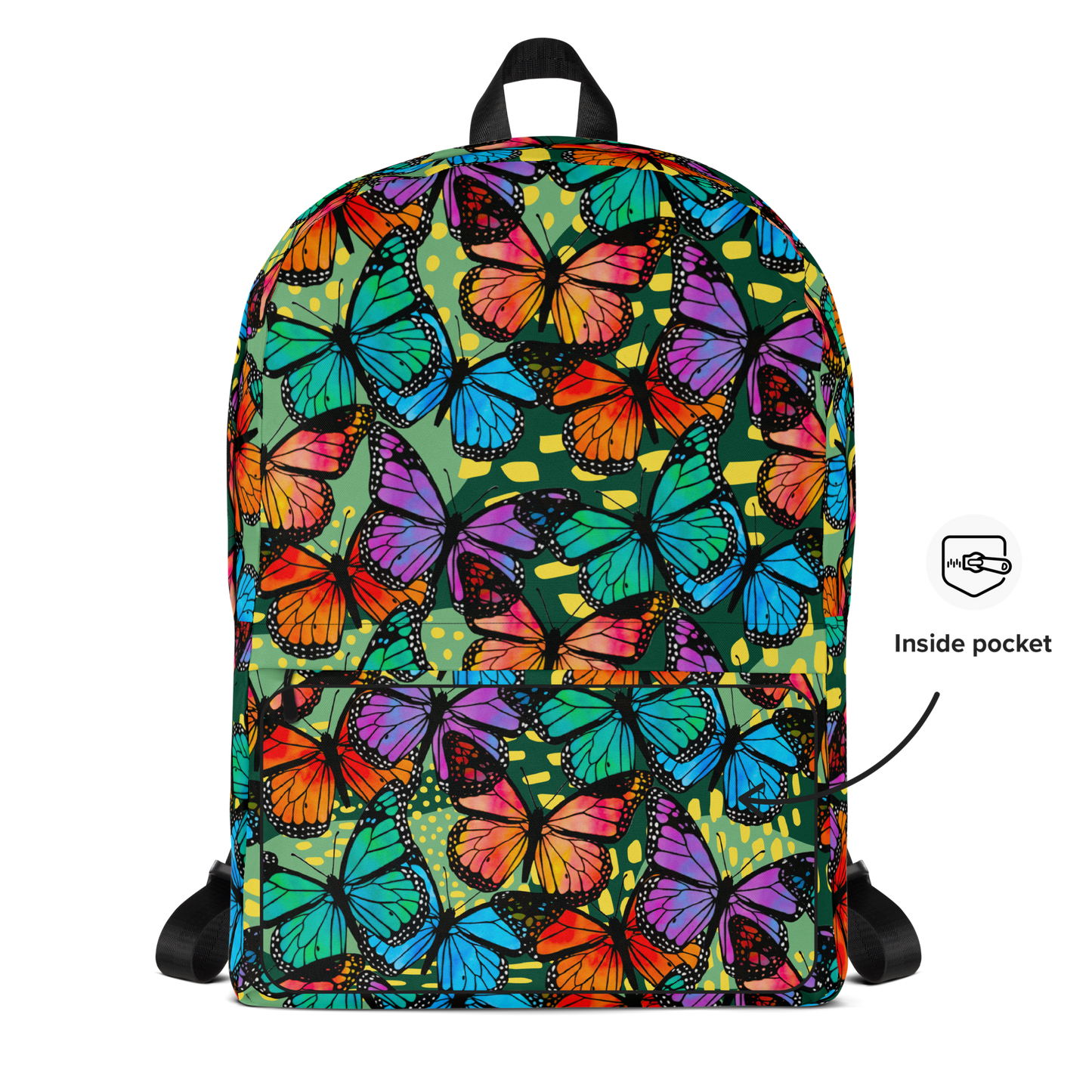 Backpack w/ Front Pocket (Butterflies - Green)