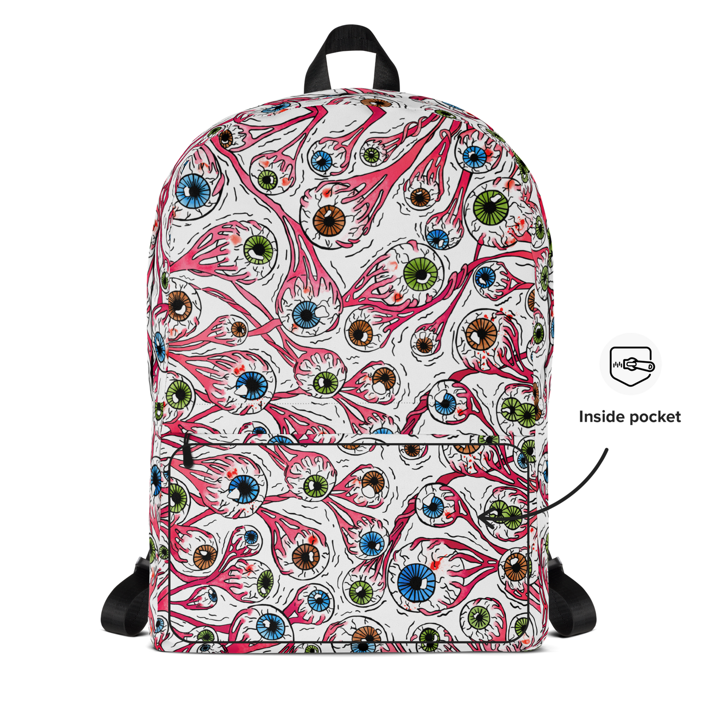 Backpack w/ Front Pocket (Eyeballs|White)