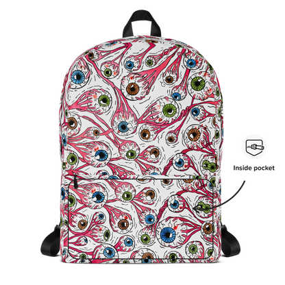 Backpack w/ Front Pocket (Eyeballs|White)