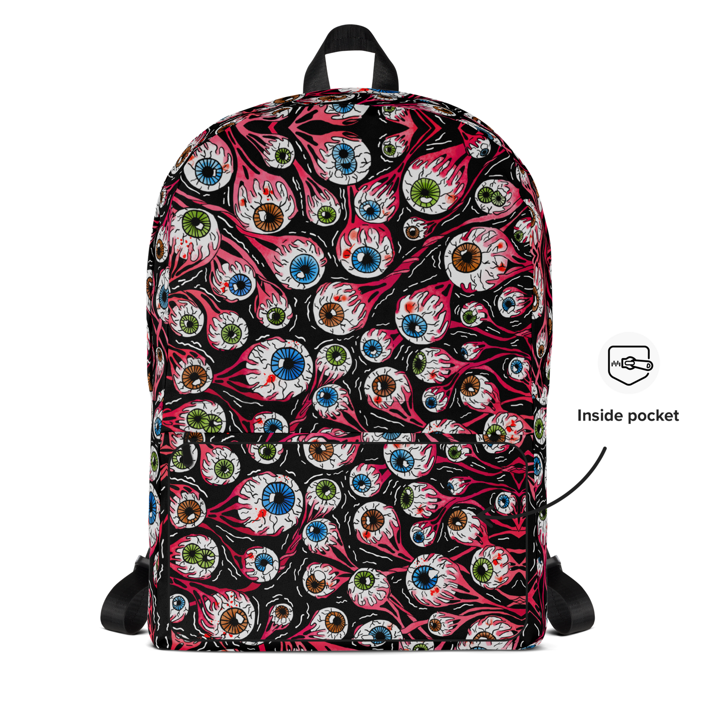 Backpack w/ Front Pocket (Eyeballs|Black)