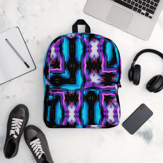 Backpack w/ Front Pocket (Neon Purple & Blue)