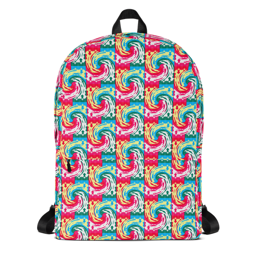 Backpack w/ Front Pocket (Pink Waves)