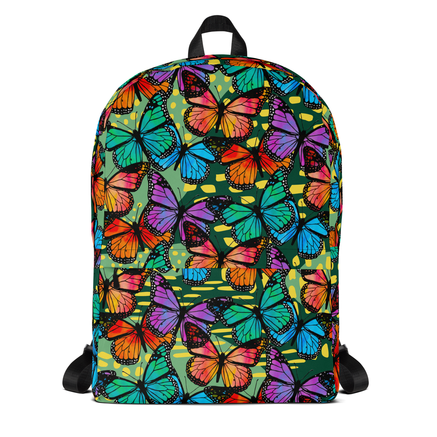 Backpack w/ Front Pocket (Butterflies - Green)