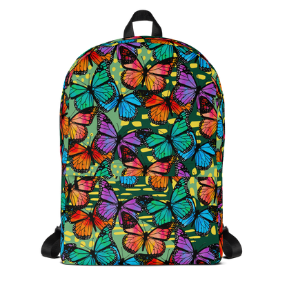 Backpack w/ Front Pocket (Butterflies - Green)