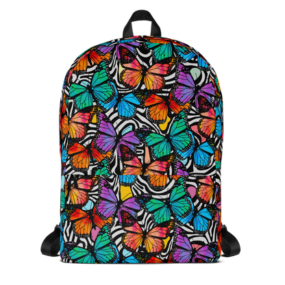 Backpack w/ Front Pocket (Butterflies - Black & White)