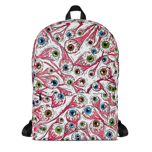 Backpack w/ Front Pocket (Eyeballs|White)