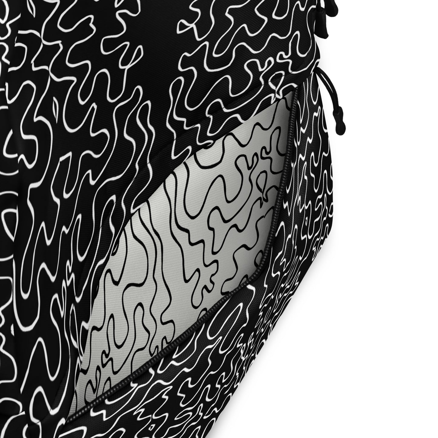 Backpack w/ Front Pocket (Black & White Squiggle)