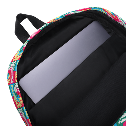 Backpack w/ Front Pocket (Pink Waves)