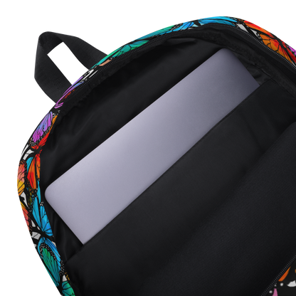 Backpack w/ Front Pocket (Butterflies - Black & White)