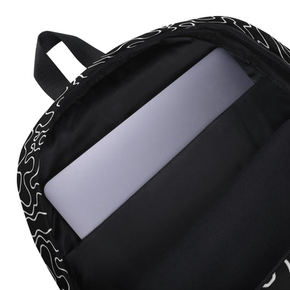 Backpack w/ Front Pocket (Black & White Squiggle)