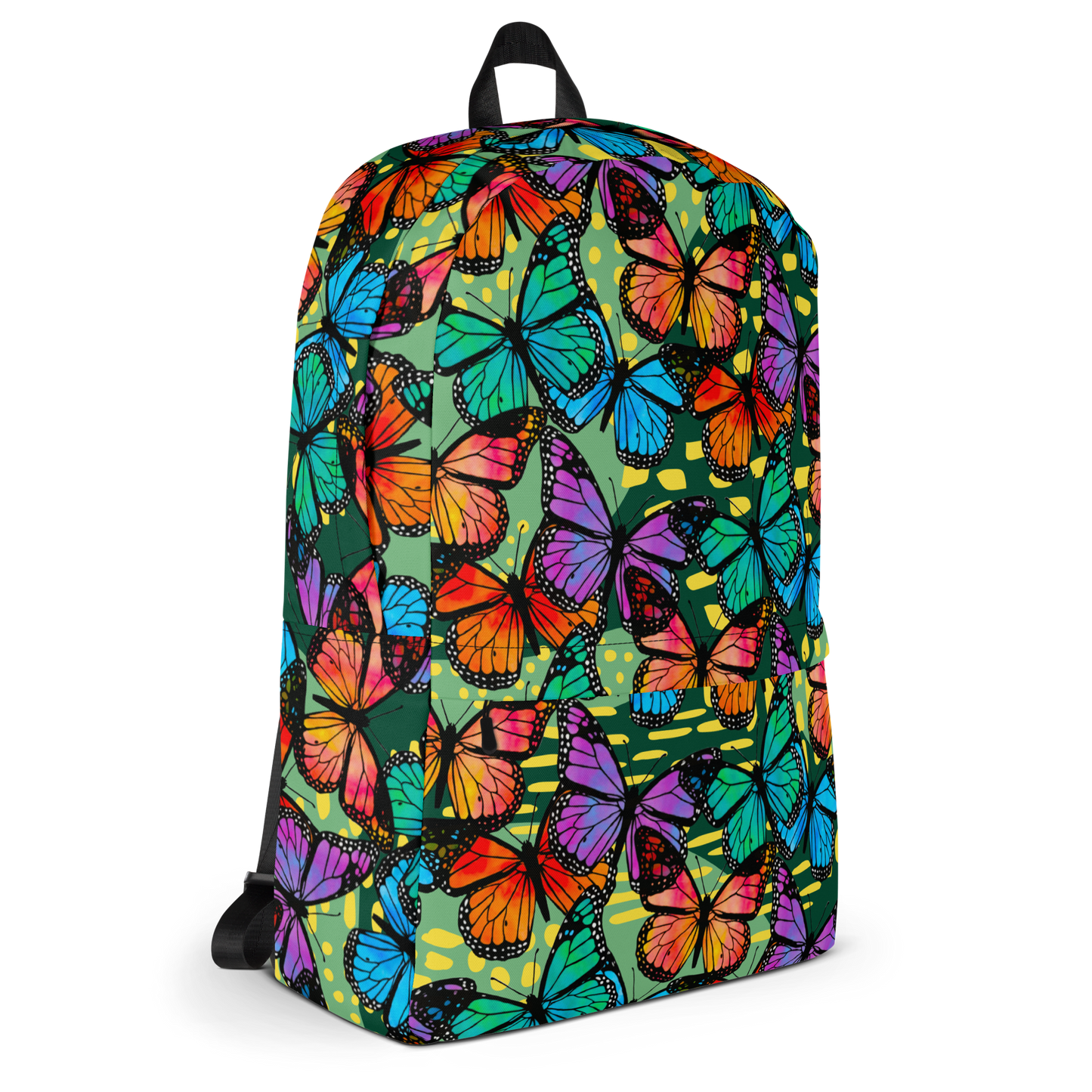 Backpack w/ Front Pocket (Butterflies - Green)