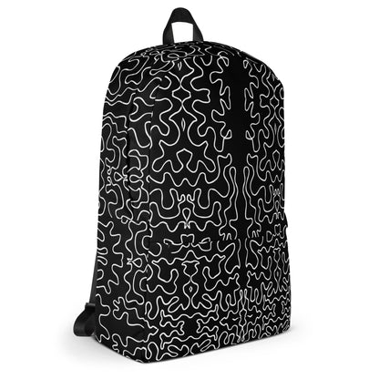 Backpack w/ Front Pocket (Black & White Squiggle)