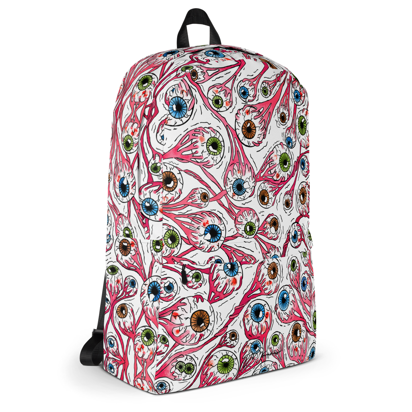 Backpack w/ Front Pocket (Eyeballs|White)