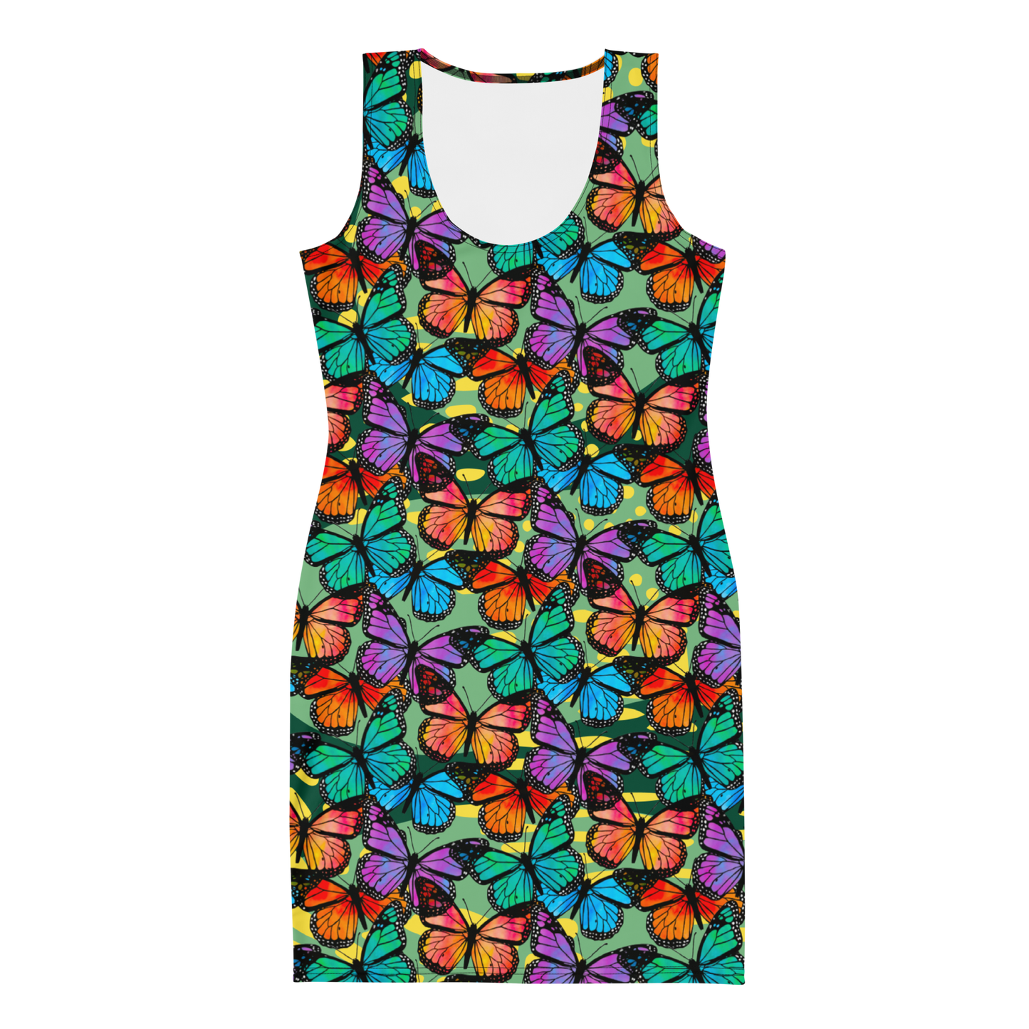 Bodycon dress (Butterflies - Green)