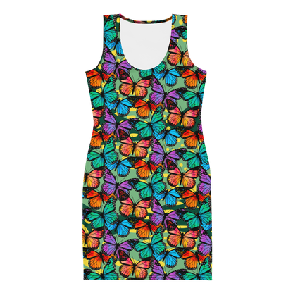 Bodycon dress (Butterflies - Green)