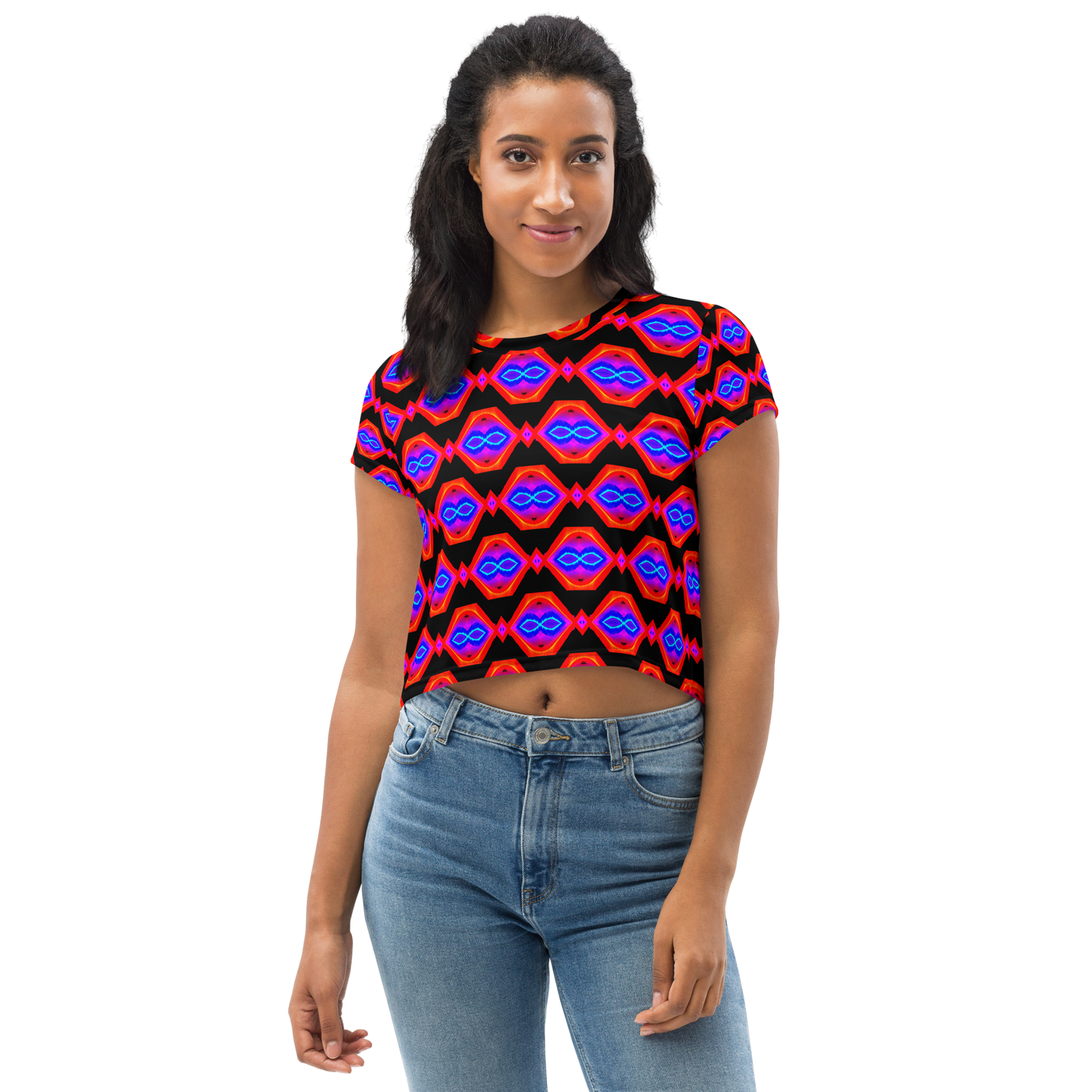 Crop Tee (Neon Honeycomb)